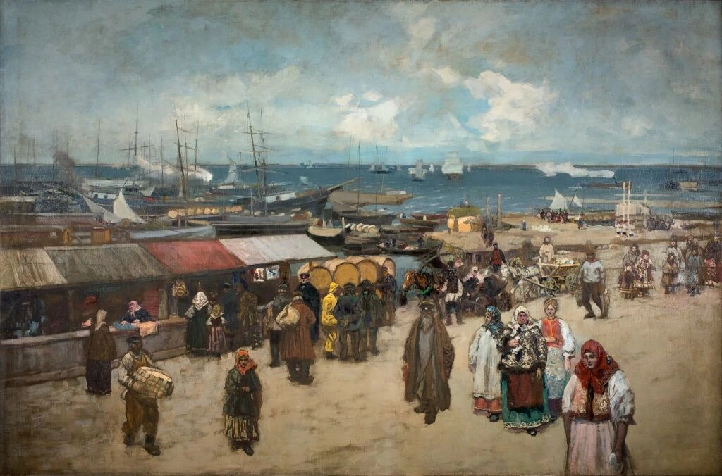 Konstantin Korovin - Mercato al molo di Arkhangelsk